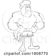 Cartoon Black And White Boxer Rooster Chicken Mascot Character