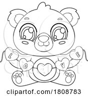 02/12/2024 - Cartoon Black And White Valentines Day Bear Mascot