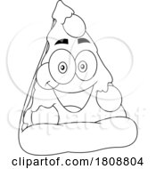 02/13/2024 - Cartoon Black And White Pizza Slice Mascot Royalty Free Licensed Stock Clipart