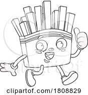 Poster, Art Print Of Cartoon Black And White French Fries Food Mascot Character
