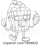 Poster, Art Print Of Cartoon Black And White Movie Popcorn Food Mascot Character