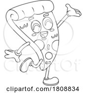 Cartoon Black And White Pizza Slice Mascot Royalty Free Licensed Stock Clipart
