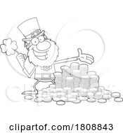 Poster, Art Print Of Cartoon Black And White Leprechaun With Gold