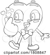 Cartoon Black And White Valentines Day Heart Mascot Being Romantic