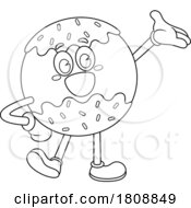 02/15/2024 - Cartoon Black And White Donut Food Mascot Character Presenting