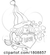 Poster, Art Print Of Cartoon Black And White Valentines Day Gnome With A Love Heart