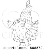 Cartoon Black And White Christmas Gnome