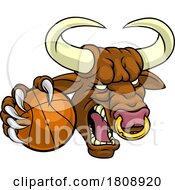 Bull Minotaur Longhorn Cow Basketball Mascot by AtStockIllustration