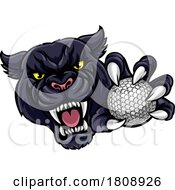 Panther Cougar Jaguar Cat Golf Ball Mascot by AtStockIllustration