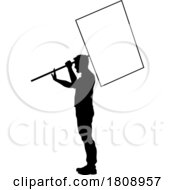 02/18/2024 - Protest Rally March Picket Sign Silhouette Person