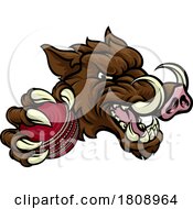 Poster, Art Print Of Boar Wild Hog Razorback Warthog Pig Cricket Mascot