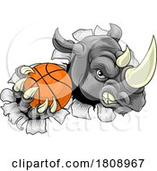 02/19/2024 - Rhino Rhinoceros Basketball Cartoon Sports Mascot