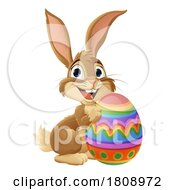 02/19/2024 - Easter Bunny And Chocolate Egg Rabbit Cartoon