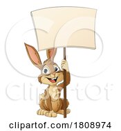 02/19/2024 - Easter Bunny Rabbit Holding A Sign Cartoon