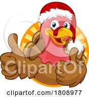 02/19/2024 - Turkey In Santa Hat Christmas Thanksgiving Cartoon
