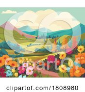 02/19/2024 - Fields Hills Flowers Country Landscape Background
