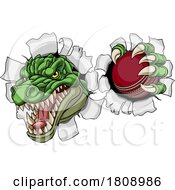 Poster, Art Print Of Crocodile Dinosaur Alligator Cricket Sports Mascot