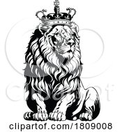 Poster, Art Print Of Black And White King Lion
