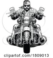 Poster, Art Print Of American Biker On A Motorcycle