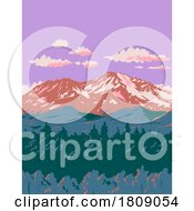 Poster, Art Print Of Mount Shasta Volcano In Siskiyou County California Wpa Poster Art