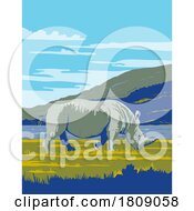 02/21/2024 - White Rhinoceros In Lake Nakuru National Park In Kenya Africa Art Deco WPA Poster Art
