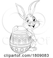 Poster, Art Print Of Easter Bunny And Chocolate Egg Rabbit Cartoon