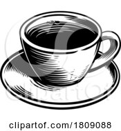 Coffee Mug Cup Retro Etching Engraving Woodcut by AtStockIllustration