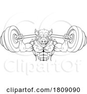 Poster, Art Print Of Boar Razorback Hog Weight Lifting Gym Mascot