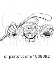 Poster, Art Print Of Leprechaun Ice Hockey Sports Mascot Cartoon