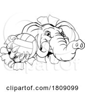Poster, Art Print Of Elephant Volleyball Volley Ball Animal Mascot