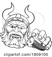 02/23/2024 - Viking Ice Hockey Sports Mascot Cartoon