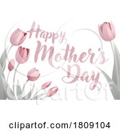 Poster, Art Print Of Pink Tulip Flowers And Happy Mothers Day Text