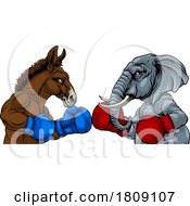 Republican Democrat Elephant Donkey Election by AtStockIllustration
