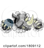 Rhino Rhinoceros Bowling Cartoon Sports Mascot by AtStockIllustration