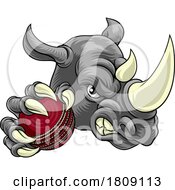 Rhino Rhinoceros Cricket Cartoon Sports Mascot by AtStockIllustration