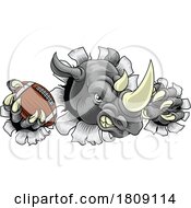 Poster, Art Print Of Rhino Rhinoceros Football Cartoon Sports Mascot