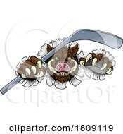 Poster, Art Print Of Boar Wild Hog Razorback Warthog Pig Hockey Mascot