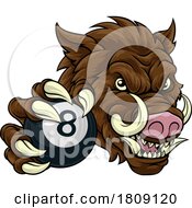 Poster, Art Print Of Boar Wild Hog Razorback Warthog Pig Pool Mascot