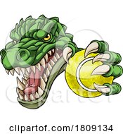 Poster, Art Print Of Crocodile Dinosaur Alligator Tennis Sports Mascot