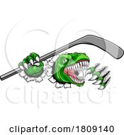 Dinosaur Ice Hockey Player Animal Sports Mascot by AtStockIllustration