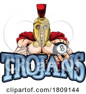 Spartan Trojan Pool Ball Billiards Mascot Cartoon