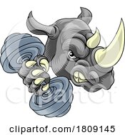 Rhino Rhinoceros Warthog Pig Weight Lifting Mascot by AtStockIllustration