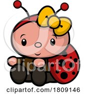 Cartoon Cute Ladybug Wearing A Bow