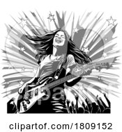 Poster, Art Print Of Female Guitarist Musician And Concert Fans