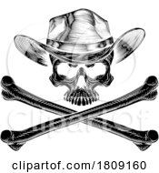 Poster, Art Print Of Cowboy Hat Western Skull Pirate Cross Bones