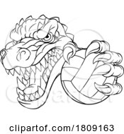 Poster, Art Print Of Alligator Crocodile Dinosaur Volleyball Mascot