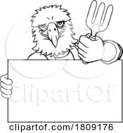 Poster, Art Print Of Gardener Eagle Bird Cartoon Handyman Tool Mascot