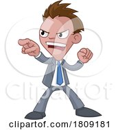 Poster, Art Print Of Cartoon Business Man In Suit Pointing Mascot