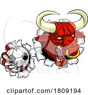 Poster, Art Print Of Bull Minotaur Longhorn Cow Soccer Mascot Cartoon