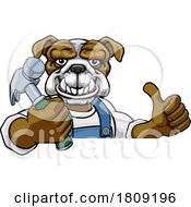02/26/2024 - Bulldog Carpenter Handyman Builder Holding Hammer